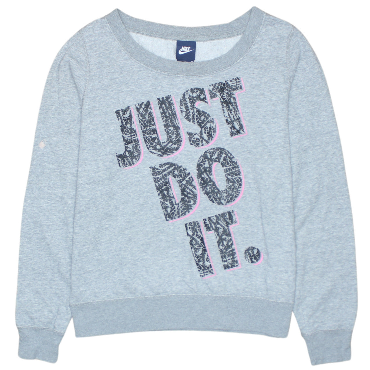 Nike Women Grey Just Do It Crew Neck Pullover Sweatshirt Size M
