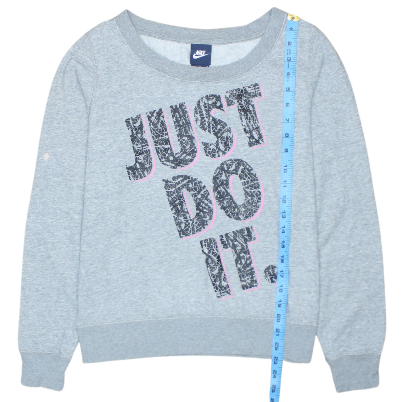 Nike Women Grey Just Do It Crew Neck Pullover Sweatshirt Size M
