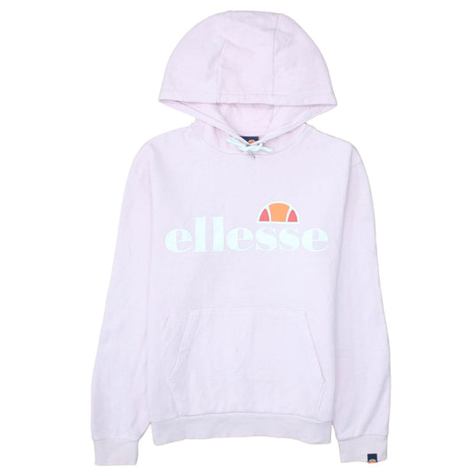 Ellesse Women Pink Pullover Hoodie UK 8 Cotton Blend Logo Print