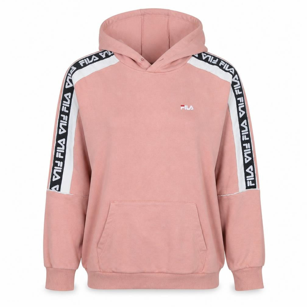 FILA Women Pink Logo Tape Pullover Hoodie Size M