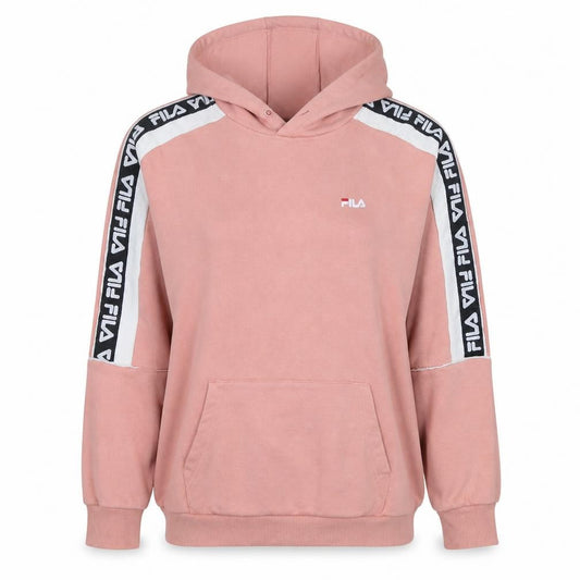 FILA Women Pink Logo Tape Pullover Hoodie Size M