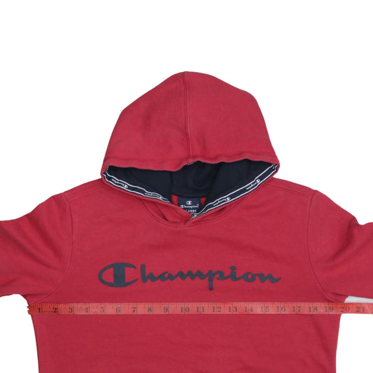 Champion Boys Red Pullover Hoodie XL 13-14 Years Cotton Blend Logo Print