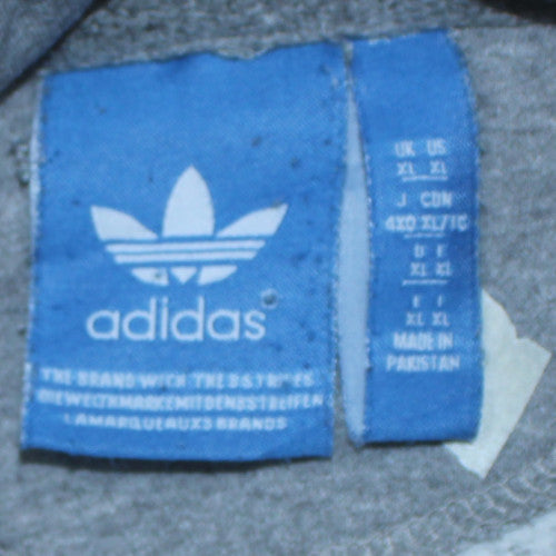 Adidas Mens Grey XL Pullover Hoodie with Logo Graphic