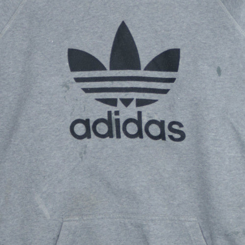 Adidas Mens Grey XL Pullover Hoodie with Logo Graphic
