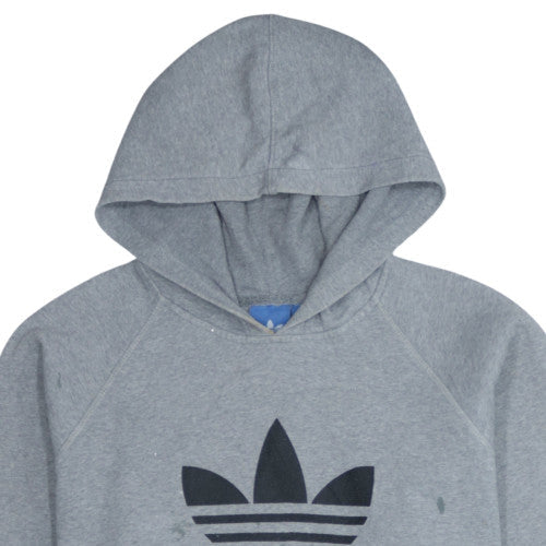 Adidas Mens Grey XL Pullover Hoodie with Logo Graphic