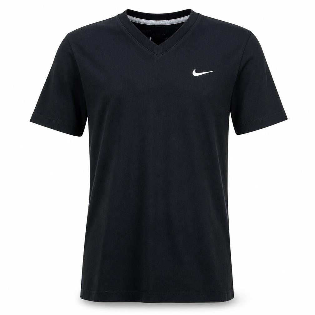 Nike Men's Black V-Neck Regular Fit Cotton T-Shirt Small