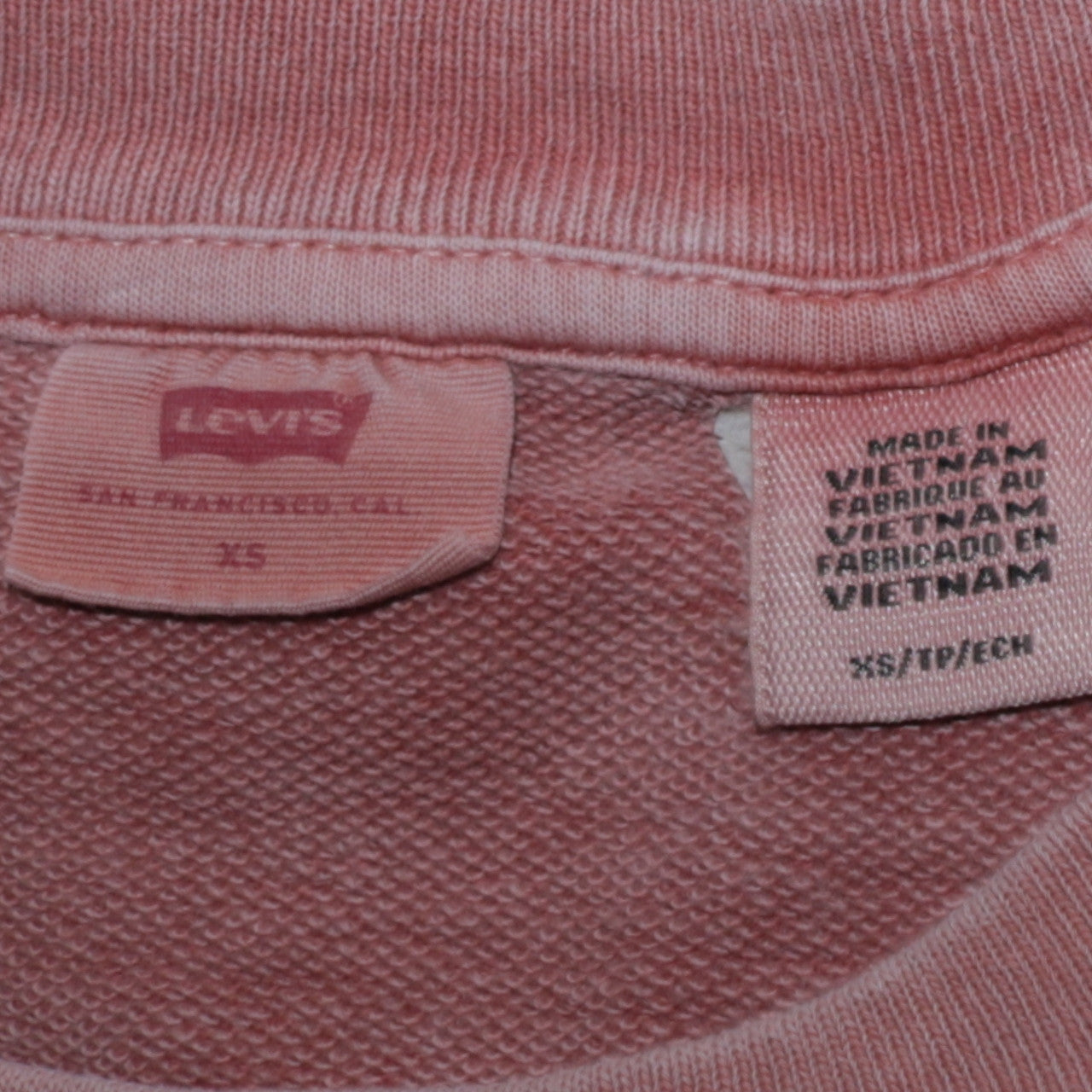 Levi's Womens Pink Pullover Sweatshirt XS Cotton Crew Neck Casual