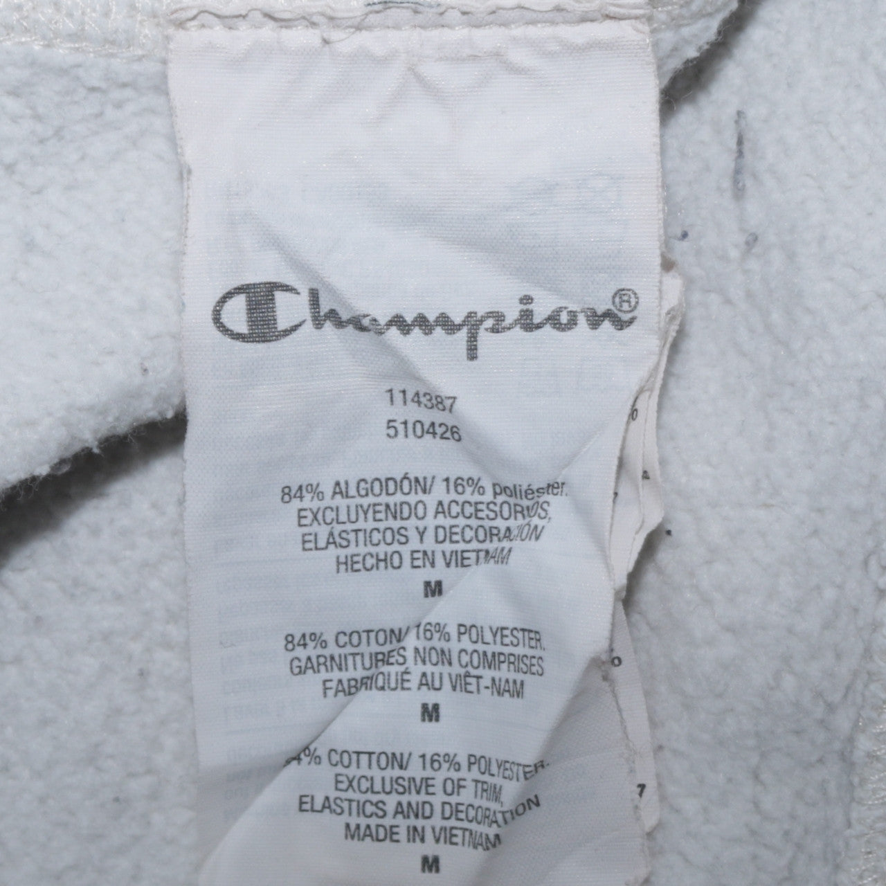 Champion Men's White 1/4 Zip Fleece Sweatshirt Medium