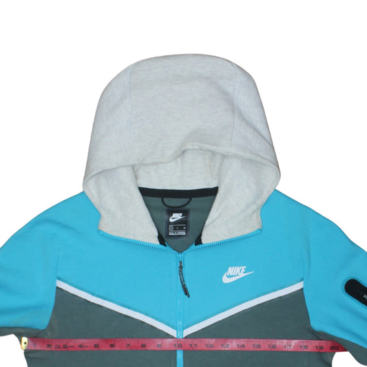 Nike Men's Blue Full Zip Hoodie S - Sportswear Cotton Blend