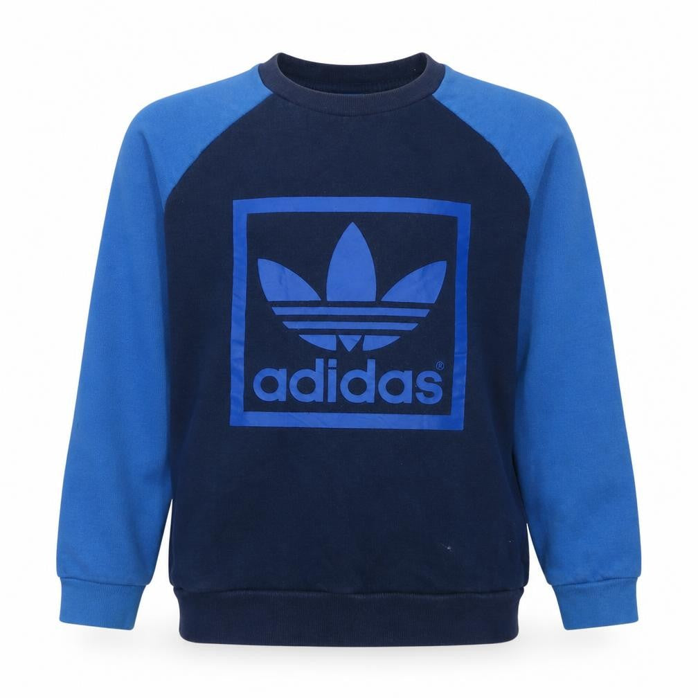 Adidas Boys Blue Crew Neck Pullover Sweatshirt 13-14 Years Logo Print