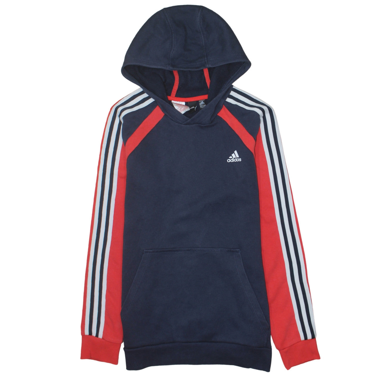 Adidas Boys Navy Red Pullover Hoodie Size 16 Years Cotton Blend