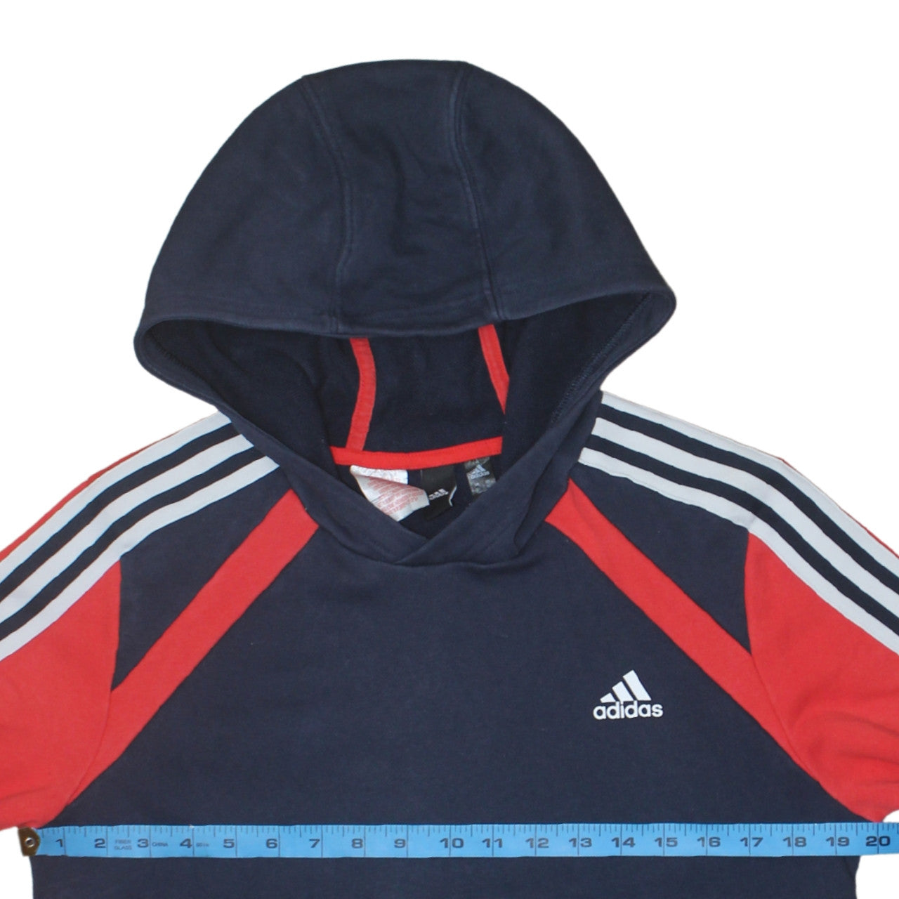 Adidas Boys Navy Red Pullover Hoodie Size 16 Years Cotton Blend