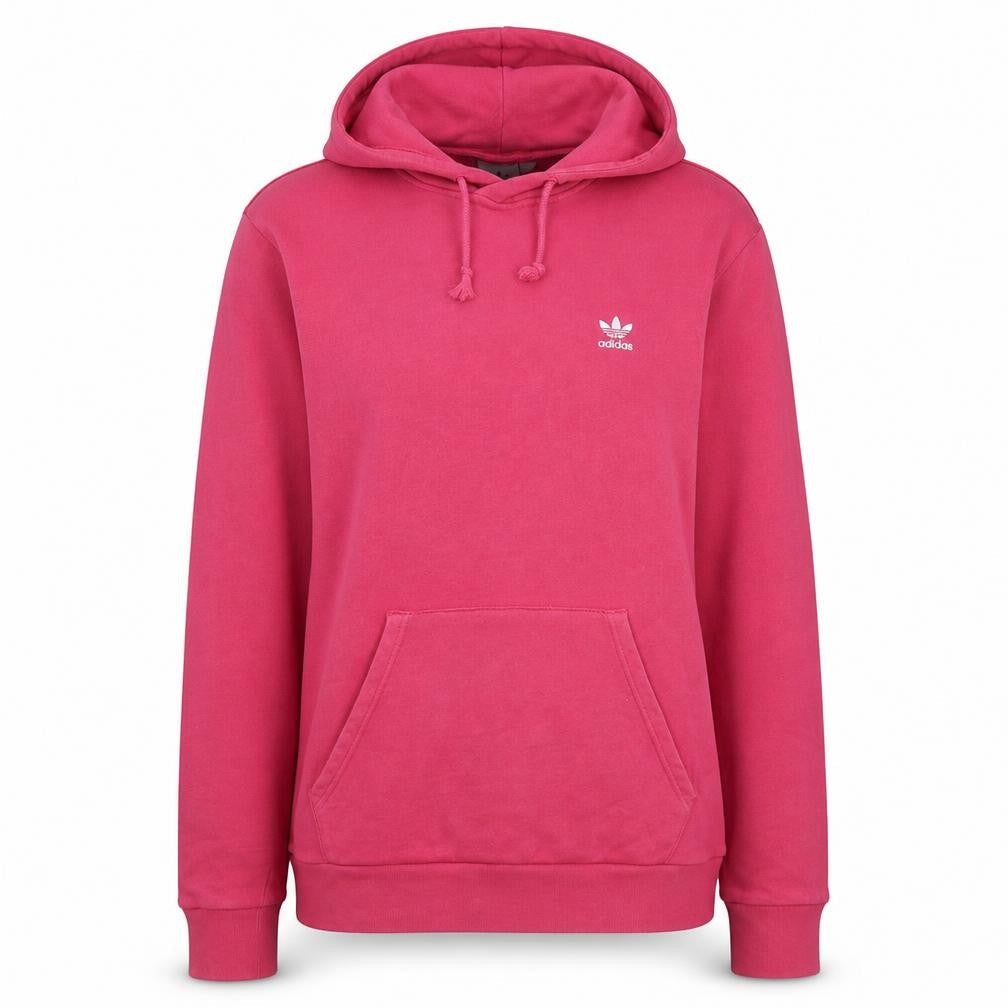 Front view of Adidas women’s pink pullover hoodie l cotton casual sweatshirt