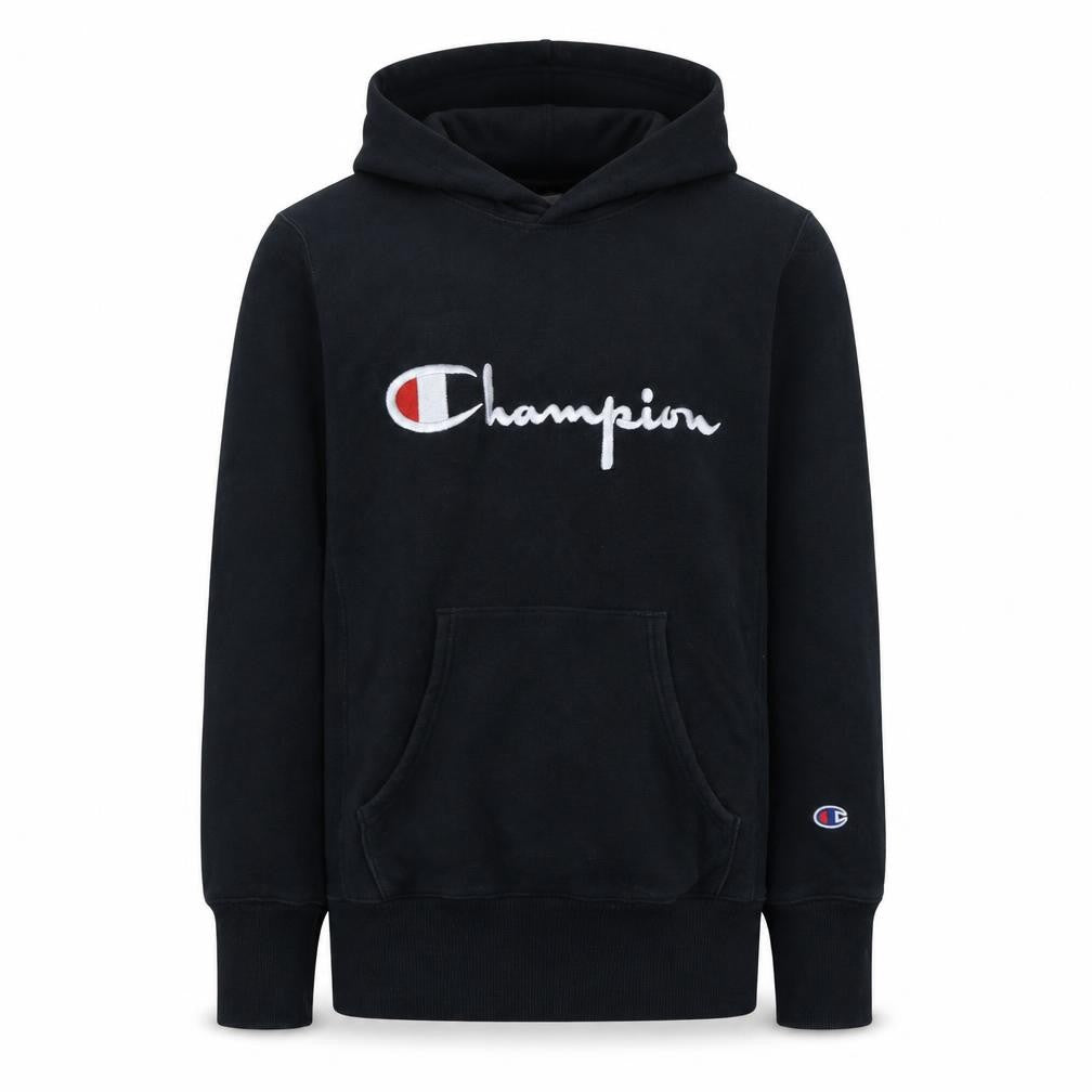 Champion Men's Black Medium Pullover Hoodie Embroidered Logo
