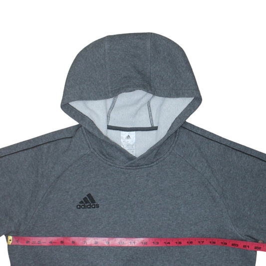 Adidas Men's Grey Pullover Hoodie L Regular Fit Fleece Sweatshirt