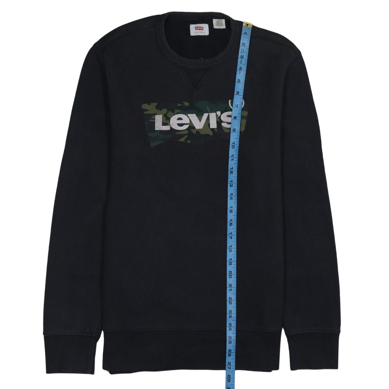 Levi's Men's Black Camouflage Logo Sweatshirt M Pullover Crew Neck