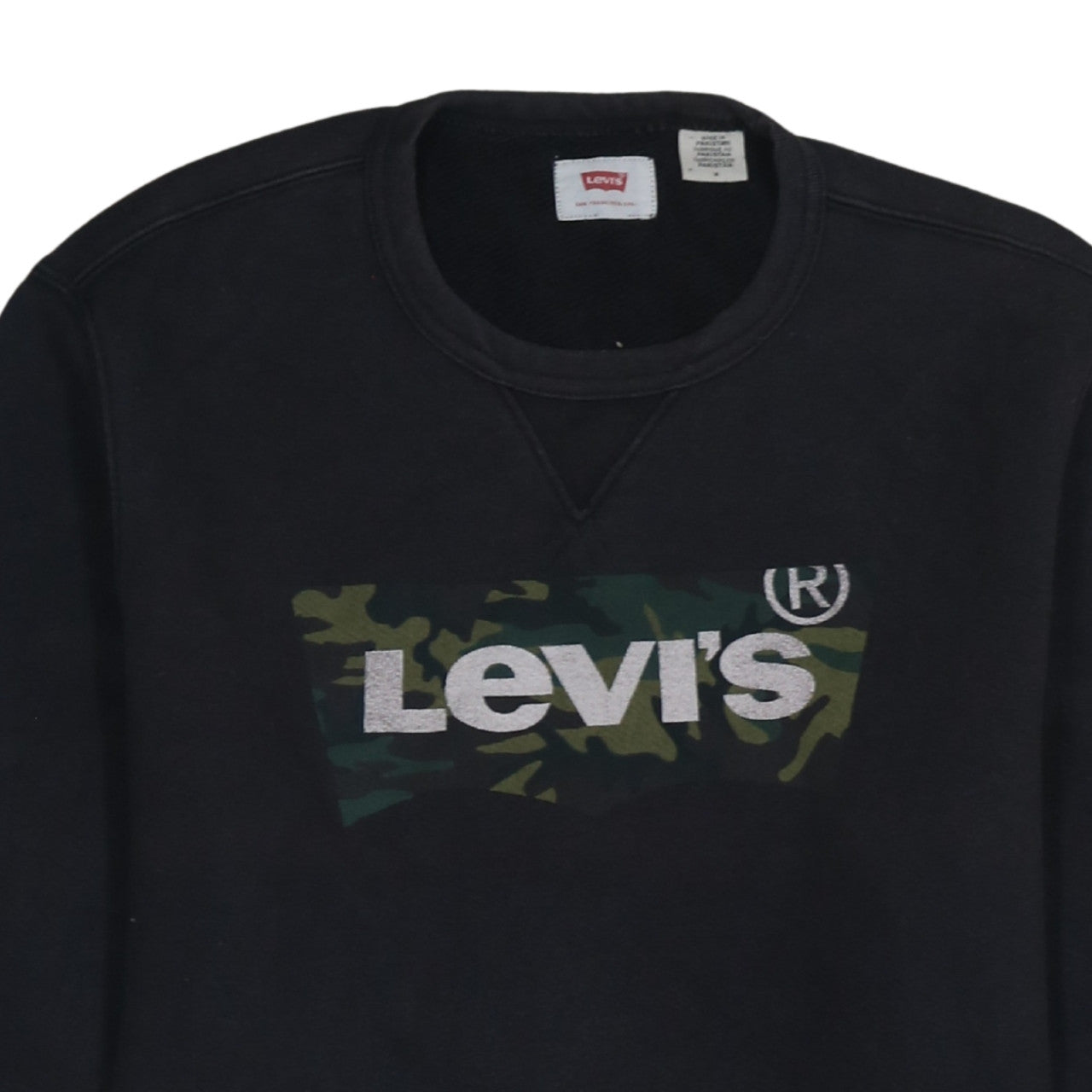 Levi's Men's Black Camouflage Logo Sweatshirt M Pullover Crew Neck