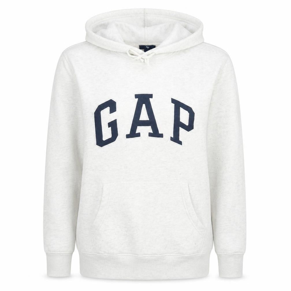 Gap Women Beige Hooded Pullover Sweatshirt Medium Cotton Fleece