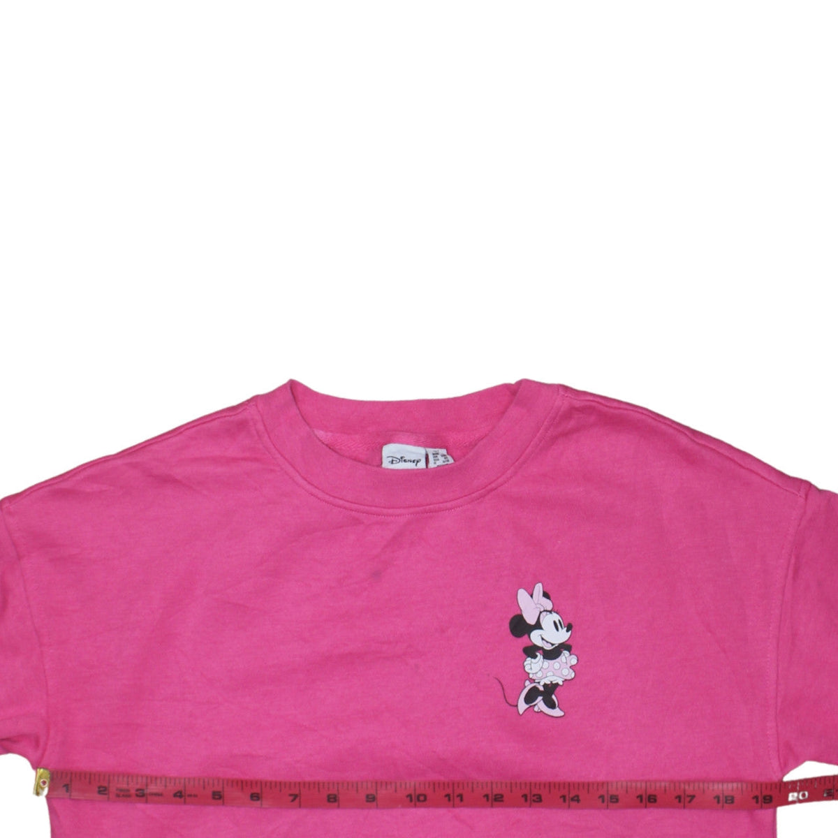 Disney Minnie Mouse Pink Crew Neck Sweatshirt Women 2XS Cotton Blend