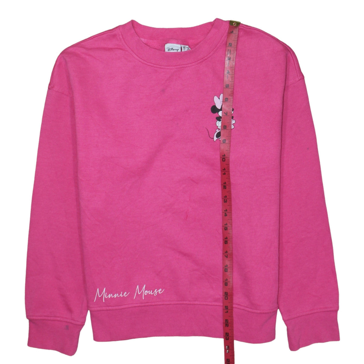 Disney Minnie Mouse Pink Crew Neck Sweatshirt Women 2XS Cotton Blend