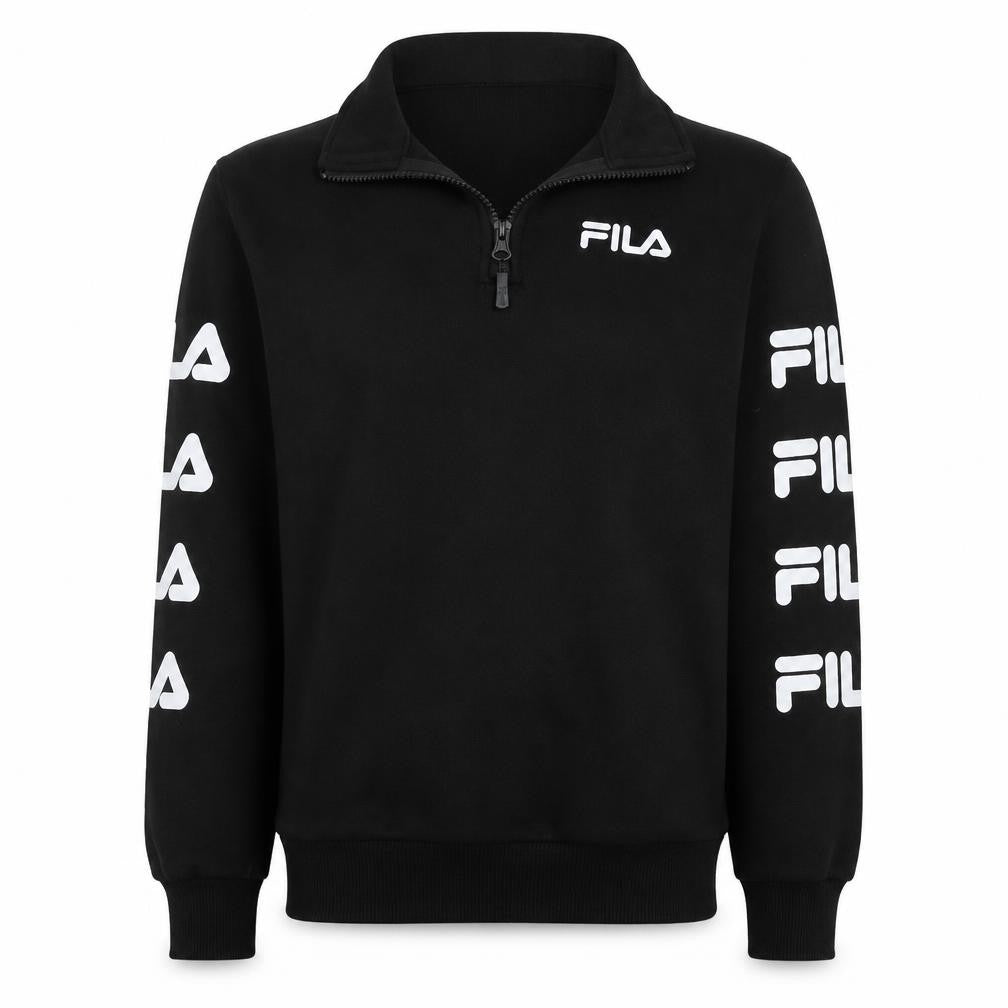 FILA Mens Black XS 1/4 Zip Logo Fleece Sweatshirt