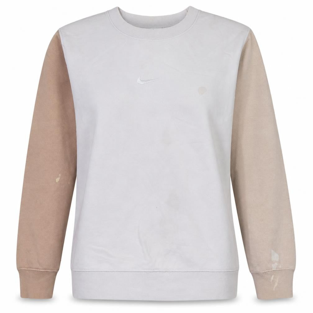 Nike Women’s Beige Colourblock Crew Neck Loose Fit Sweatshirt Size P