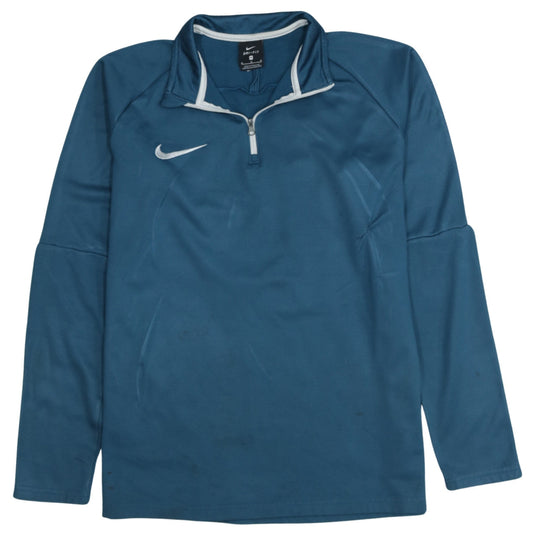 Nike Men's Blue Dri-Fit 1/4 Zip Long Sleeve Sports Sweatshirt M