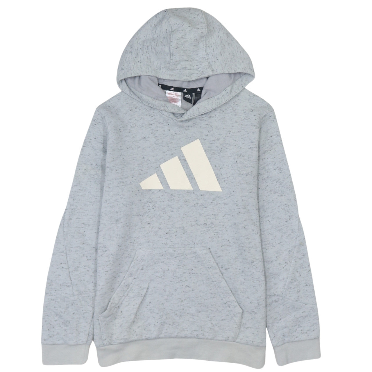 Adidas Boys Grey Pullover Hoodie Size 13-14 Years Regular Fit Logo Print