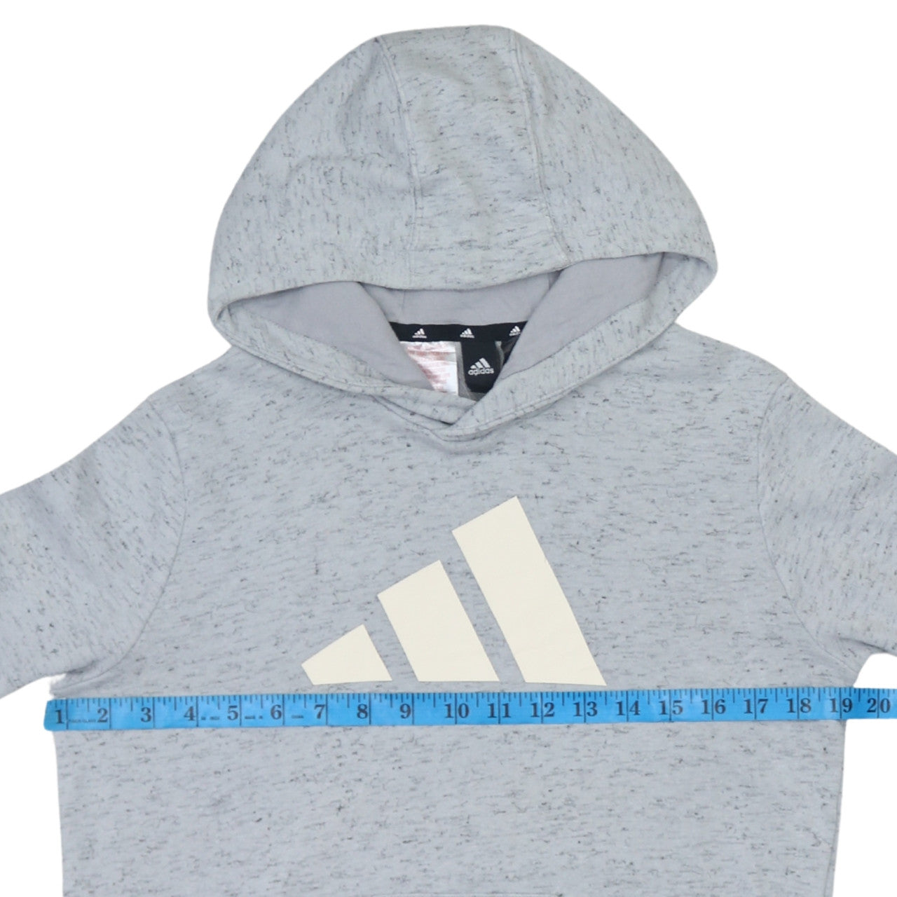 Adidas Boys Grey Pullover Hoodie Size 13-14 Years Regular Fit Logo Print