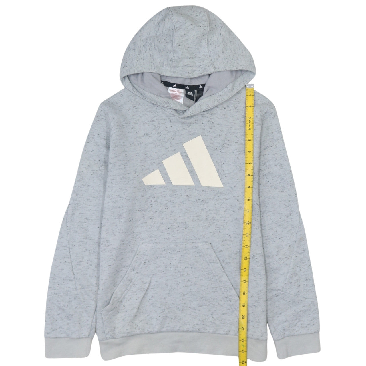 Adidas Boys Grey Pullover Hoodie Size 13-14 Years Regular Fit Logo Print