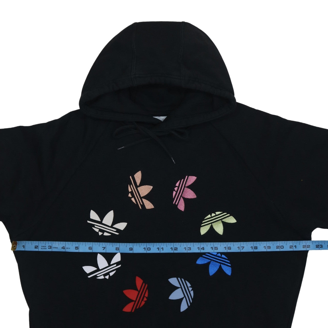 Adidas Womens Black Multicolour Logo Pullover Hoodie Size M