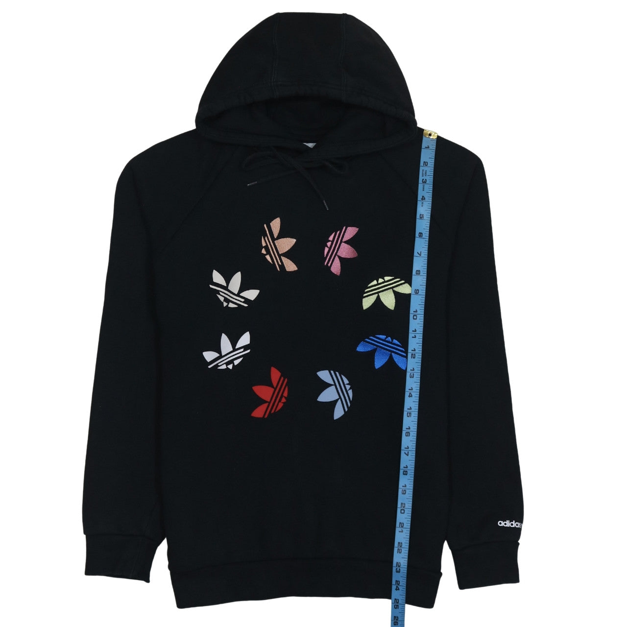 Adidas Womens Black Multicolour Logo Pullover Hoodie Size M