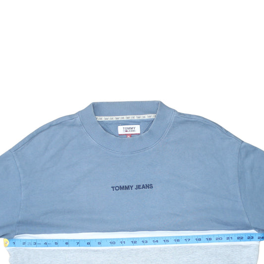 Tommy Jeans Mens Blue Colour Block Crew Neck Sweatshirt XL