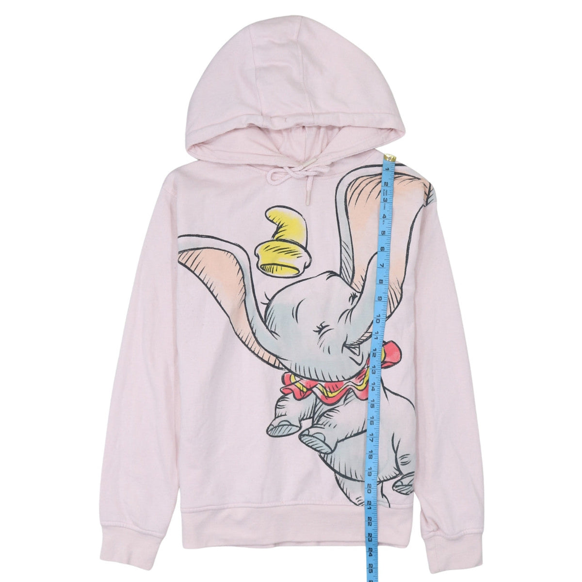 Disney Dumbo Pink Pullover Hoodie Women 2XS Cotton Graphic Sweatshirt