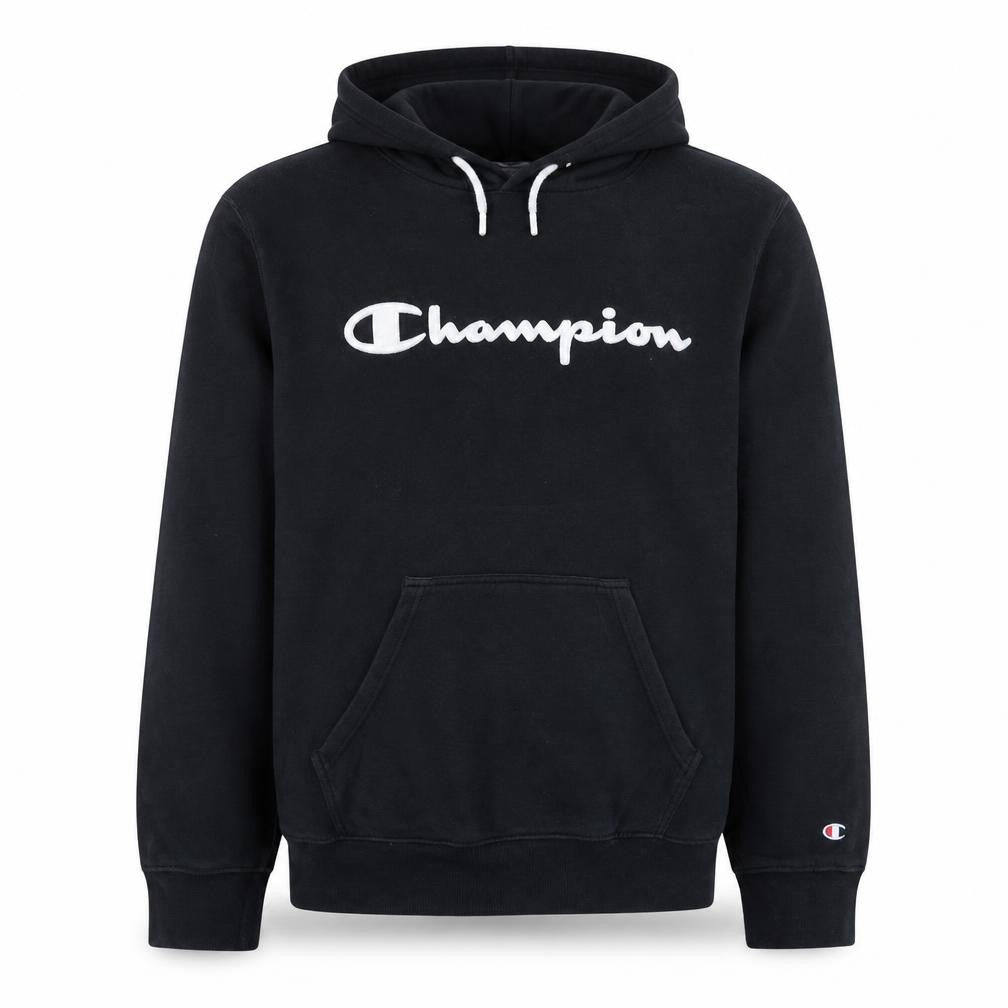 Champion Men's Black Pullover Hoodie Medium Logo Fleece Sweatshirt
