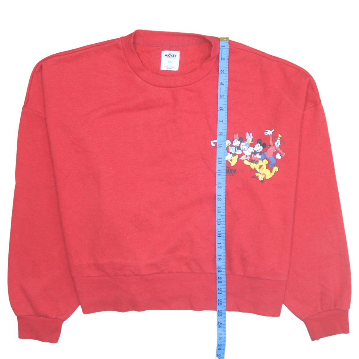 Disney Mickey & Friends Red Sweatshirt Women L Pullover Crew Neck