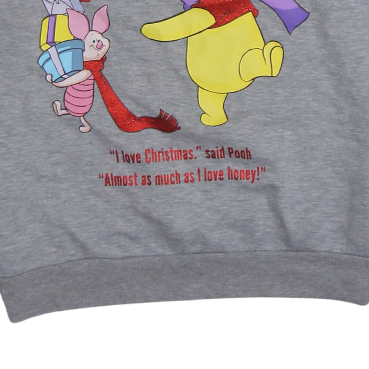 Disney Winnie the Pooh Grey Christmas Sweatshirt Women M 12/14