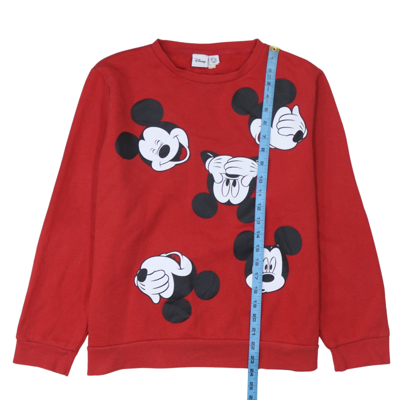 Disney Women Red Mickey Mouse Pullover Sweatshirt L