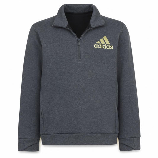 Adidas Boys Grey 11-12 Years 1/2 Zip Pullover Hoodie Sweatshirt