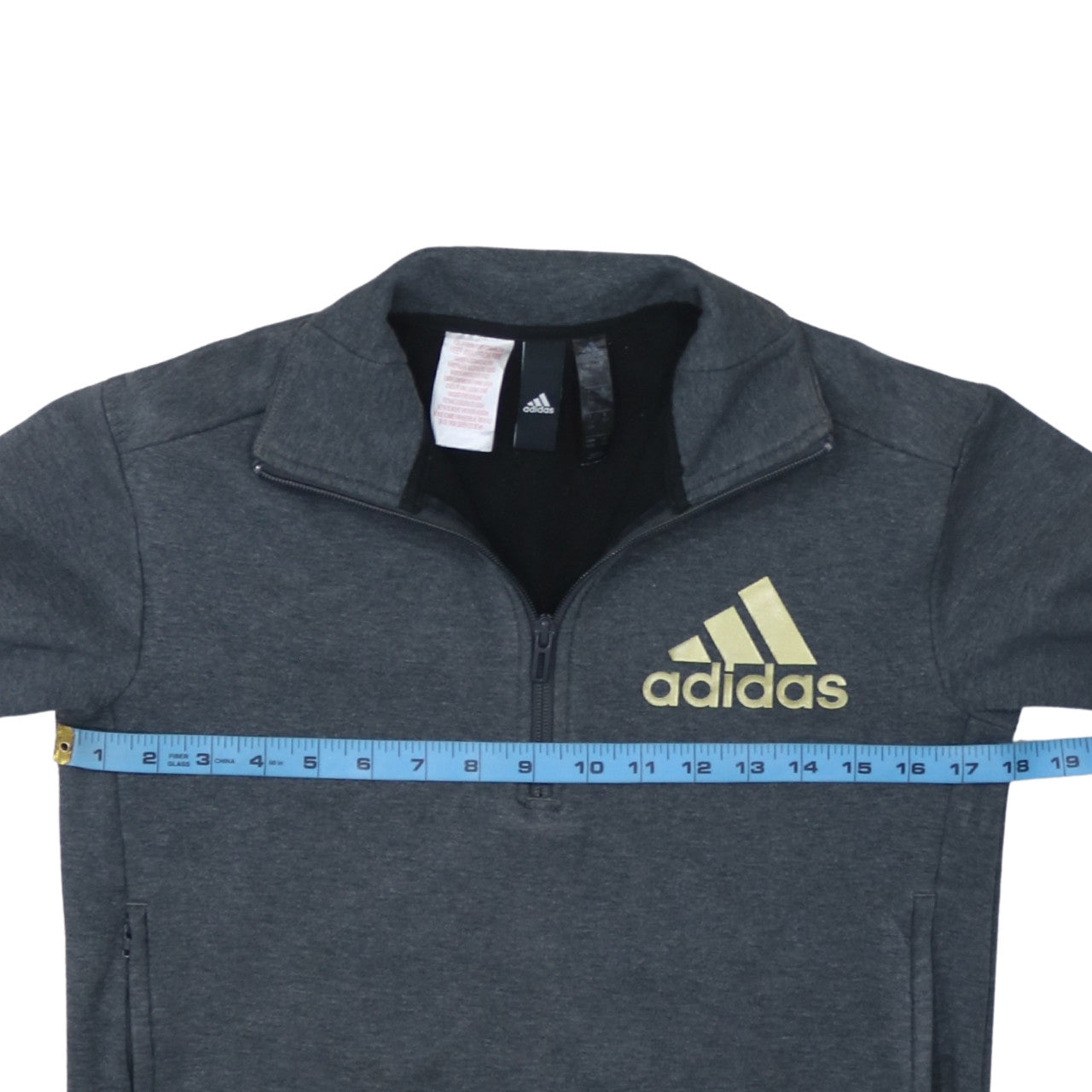Adidas Boys Grey 11-12 Years 1/2 Zip Pullover Hoodie Sweatshirt