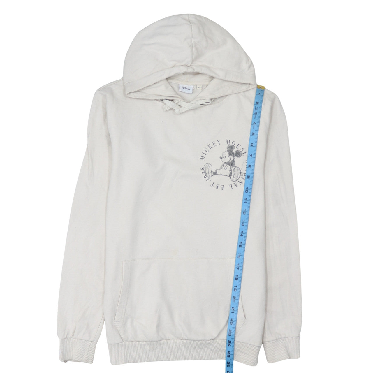 Disney Women’s Beige Mickey Mouse Hoodie Size 12 Cotton Pullover