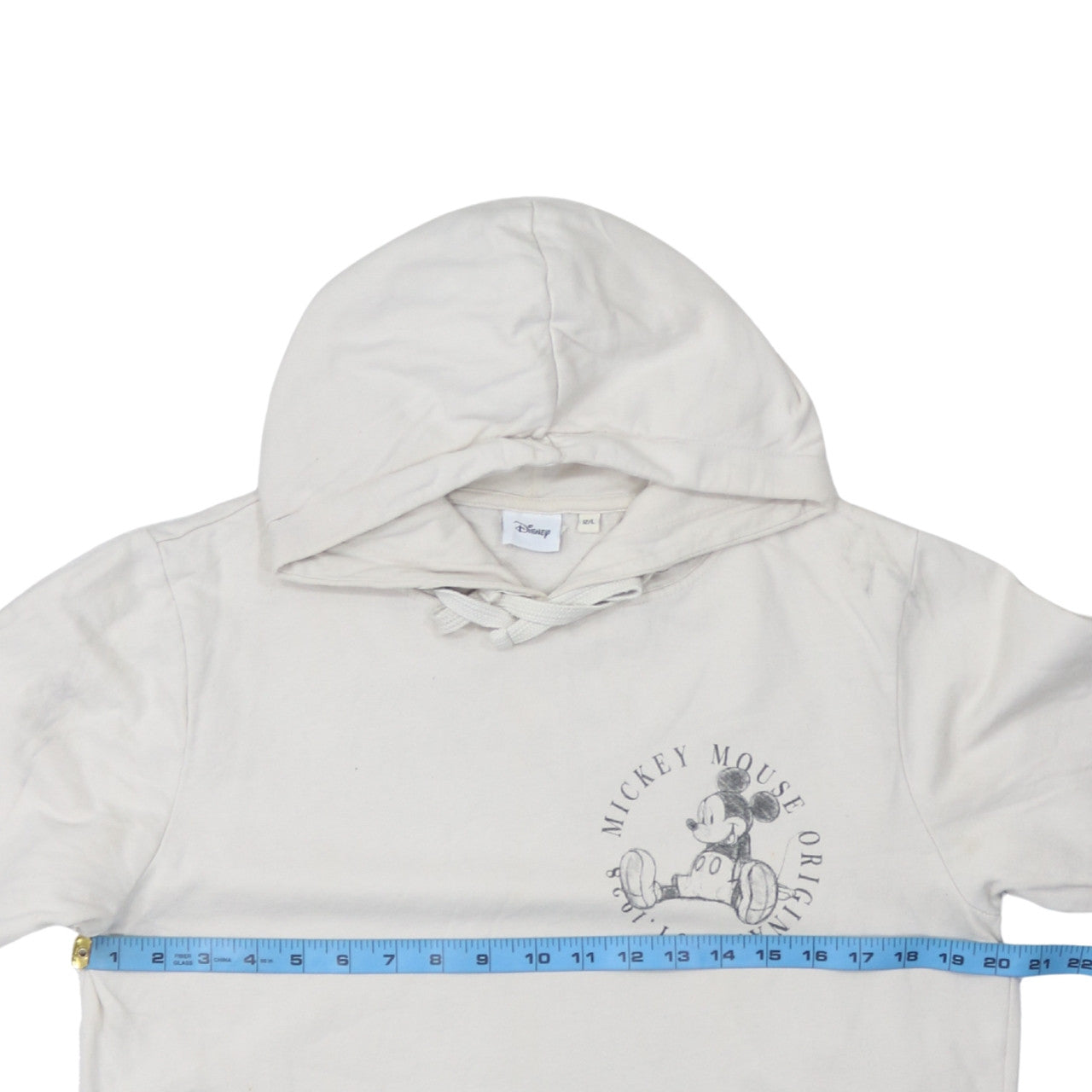 Disney Women’s Beige Mickey Mouse Hoodie Size 12 Cotton Pullover