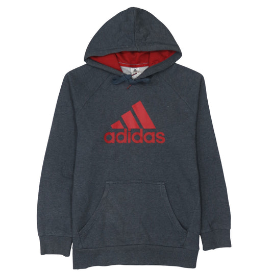 Adidas Men’s Grey Red Logo Pullover Hoodie Size M