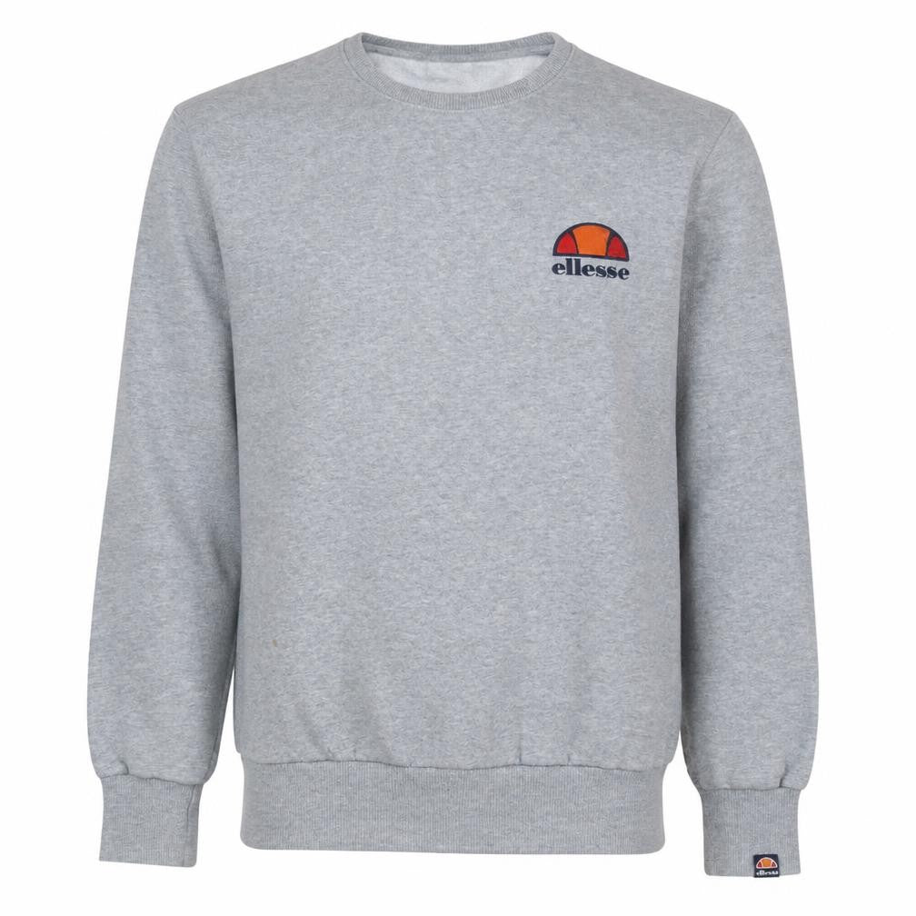 Ellesse Men's Grey Small Crew Neck Logo Sweatshirt Pullover