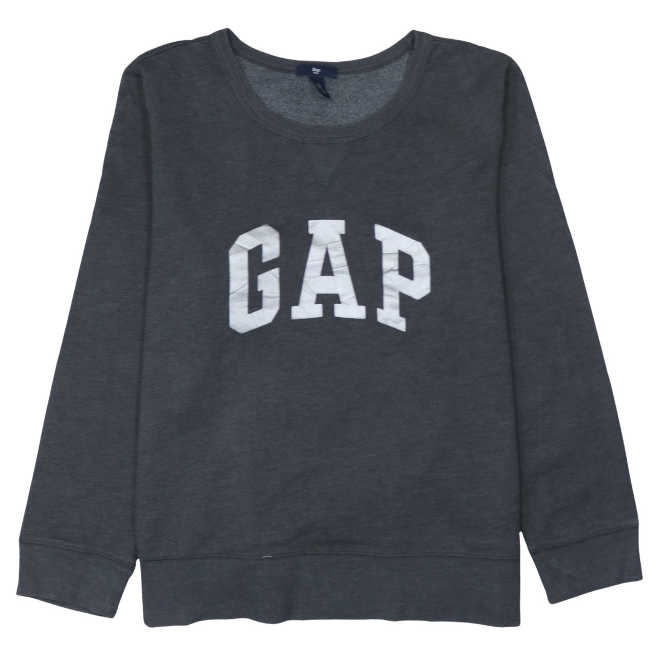 GAP Womens Charcoal Grey Pullover Sweatshirt XL Cotton Blend Logo Print