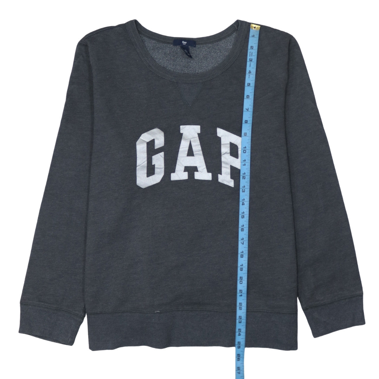 GAP Womens Charcoal Grey Pullover Sweatshirt XL Cotton Blend Logo Print