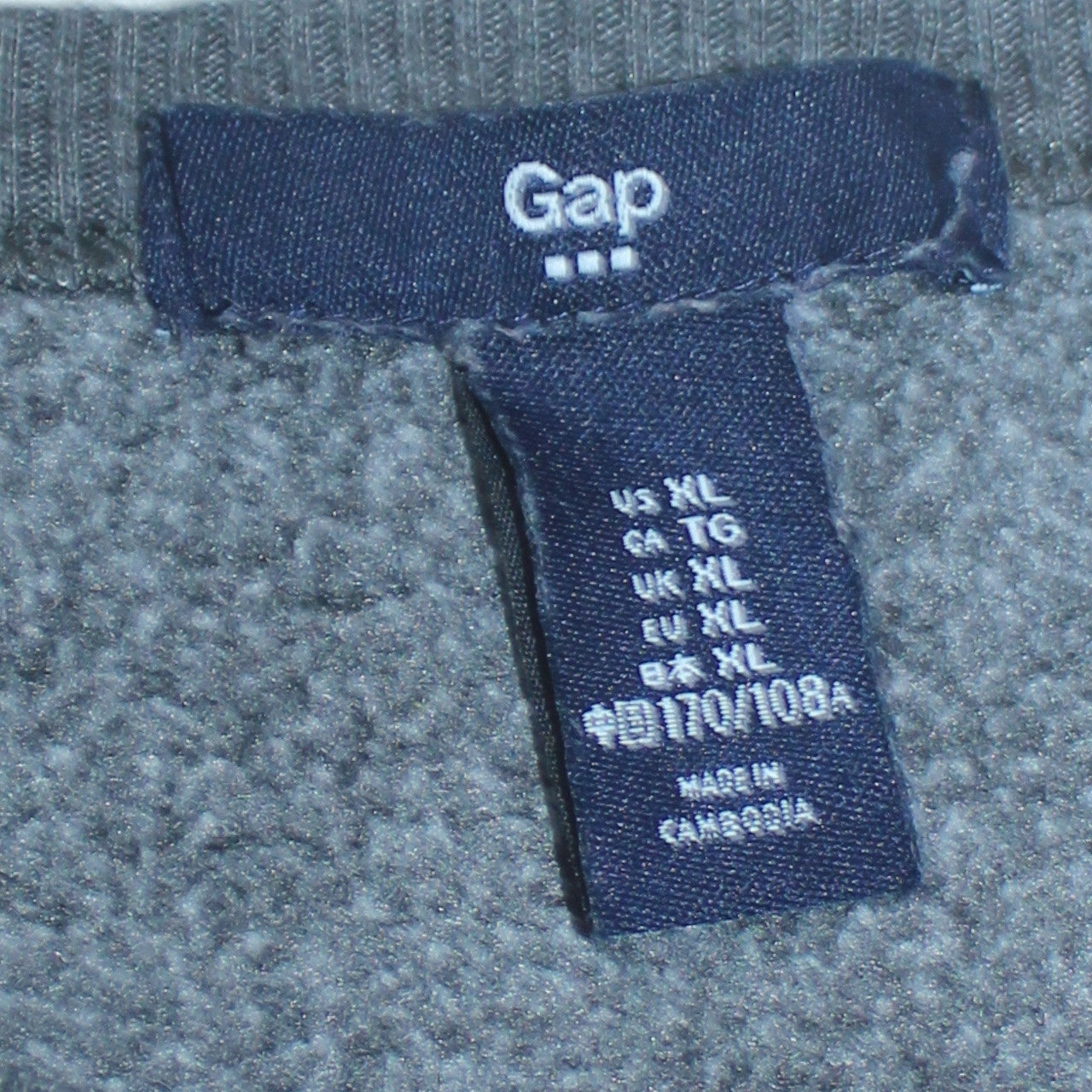 GAP Womens Charcoal Grey Pullover Sweatshirt XL Cotton Blend Logo Print