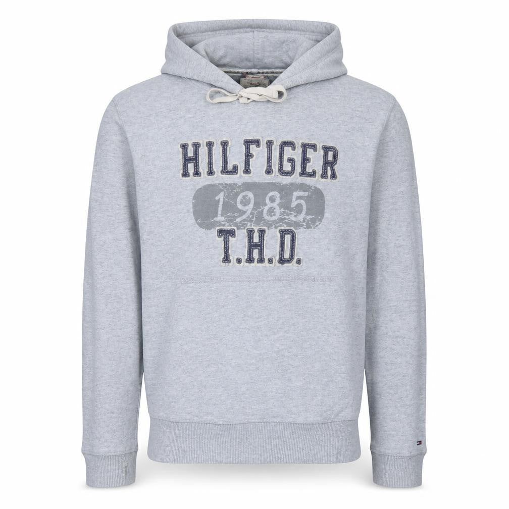 Hilfiger Denim Men's Grey Pullover Hoodie Medium 1985 Logo