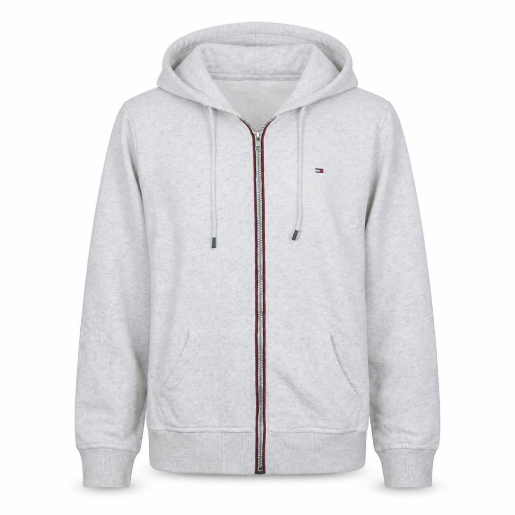 Tommy Hilfiger Men’s Grey Full Zip Hoodie M Logo Fleece Casual