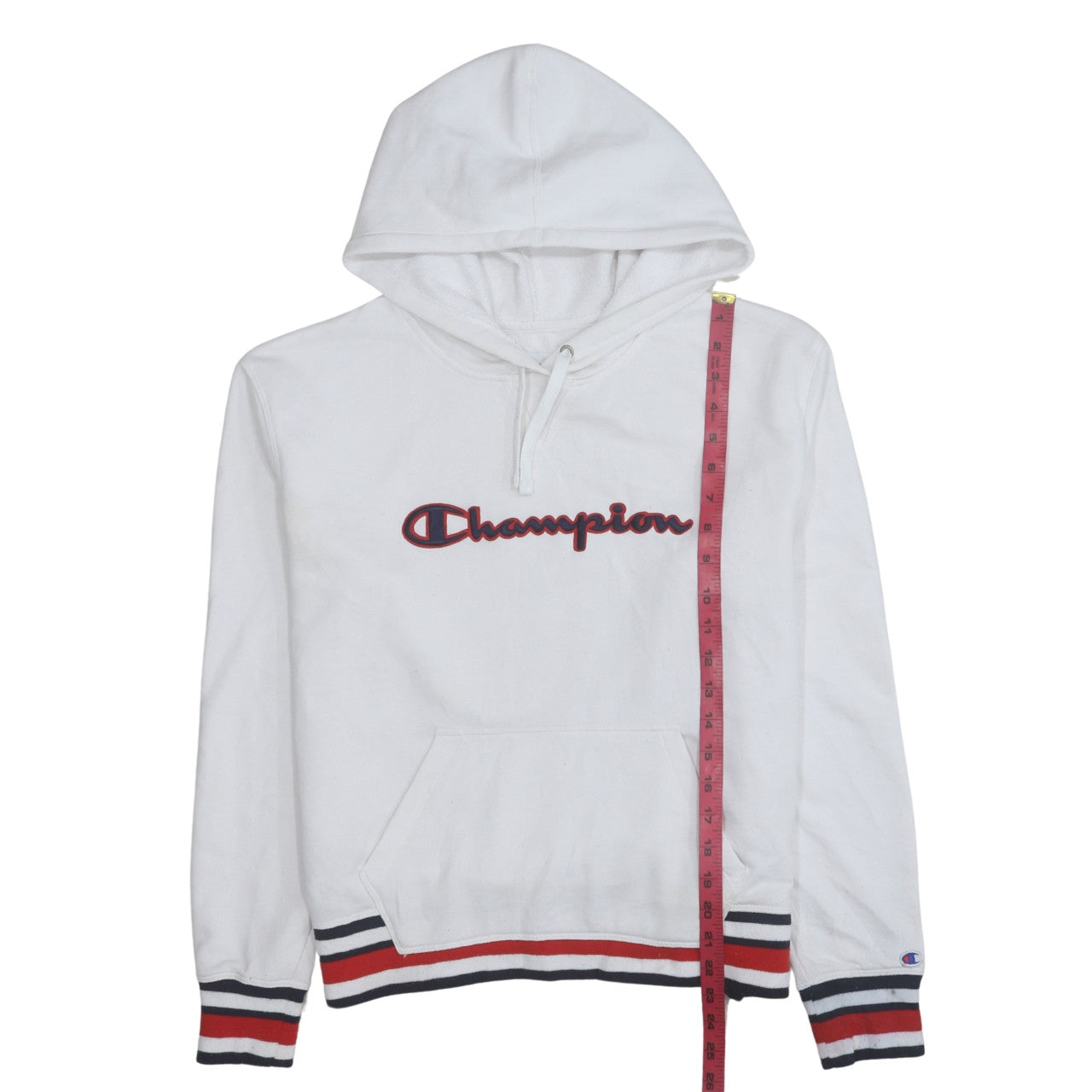 Champion Women White Hoodie Large Logo Pullover